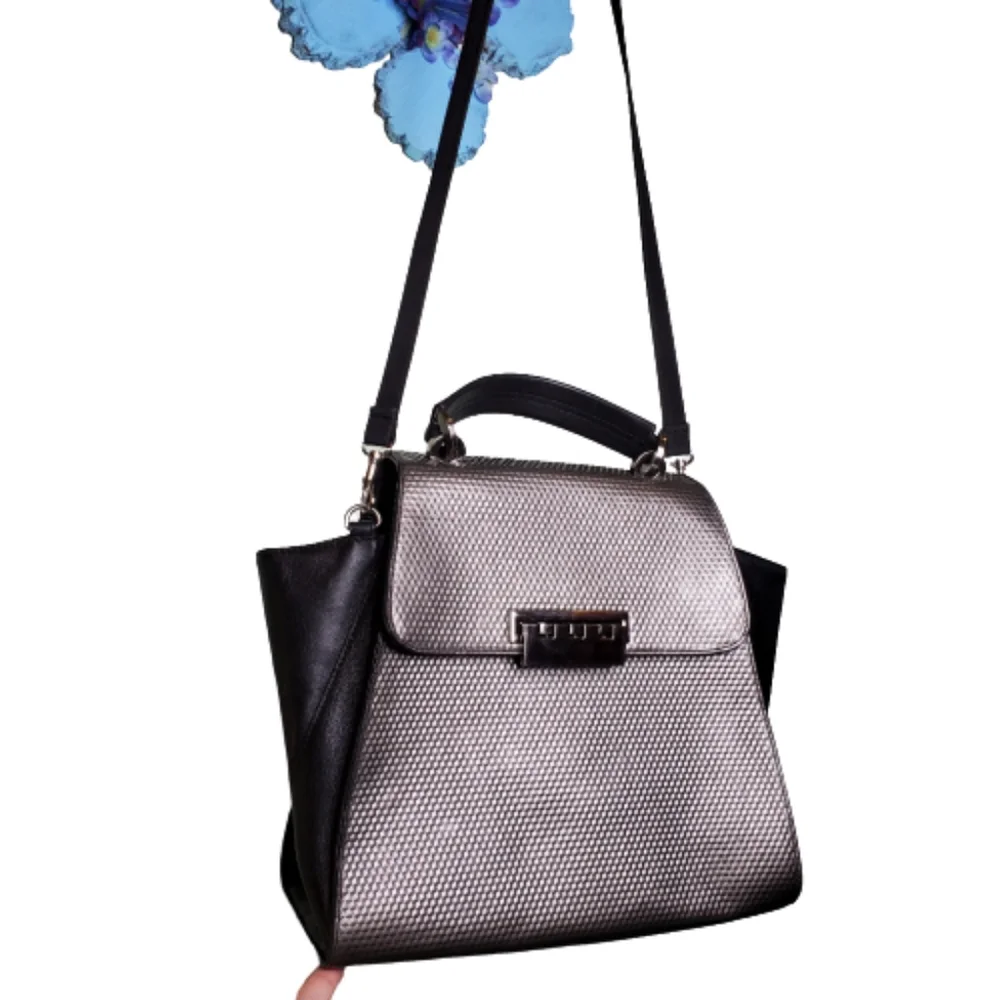 Zac Posen Black and Gunmetal Eartha Satchel